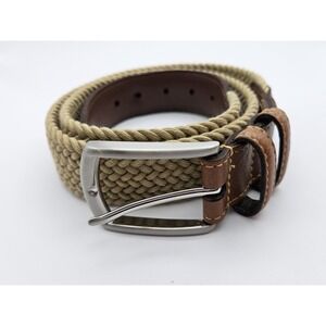 Torino Belt 38 Mens Stretch Woven Beige Tan Neutral Made in USA
